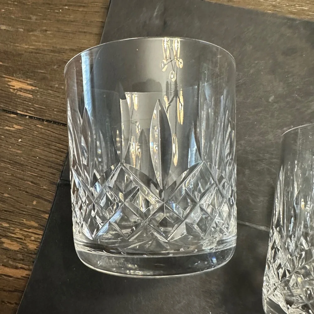Vintage Waterford Crystal Old Fashioned Tumblers Whiskey Lismore Pattern 3 Pc